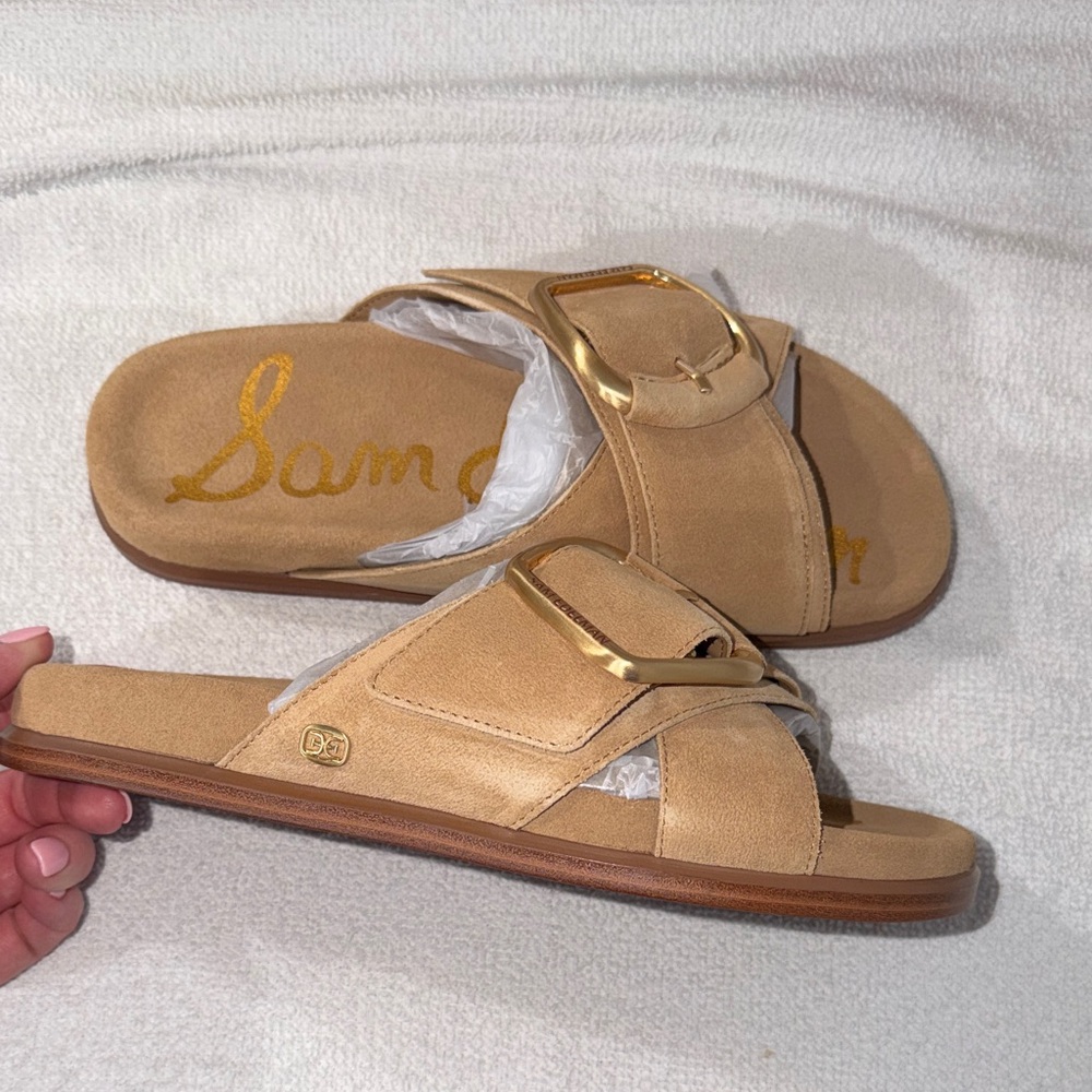 Sam Edelman Tan Sandals with Gold Buckle